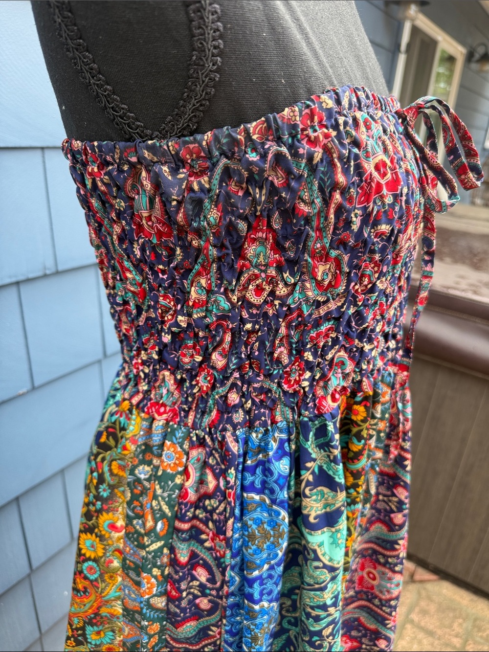 EARTHBOUND Paisley Tiered Maxi Skirt in Navy, Teal, Orange, Red medium - Picture 3 of 11
